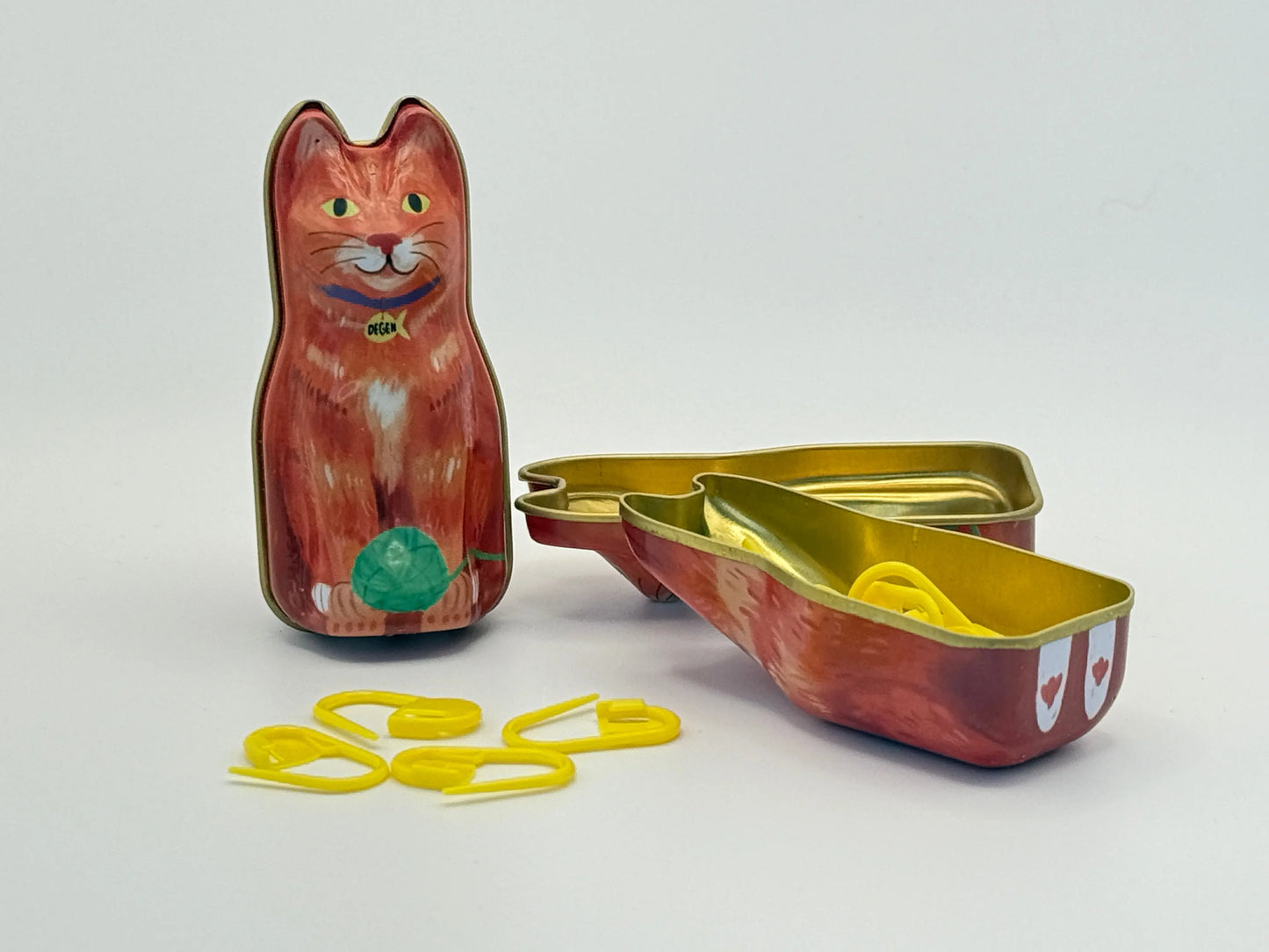 Orange Cat Tin with Stitch Markers DEGEN