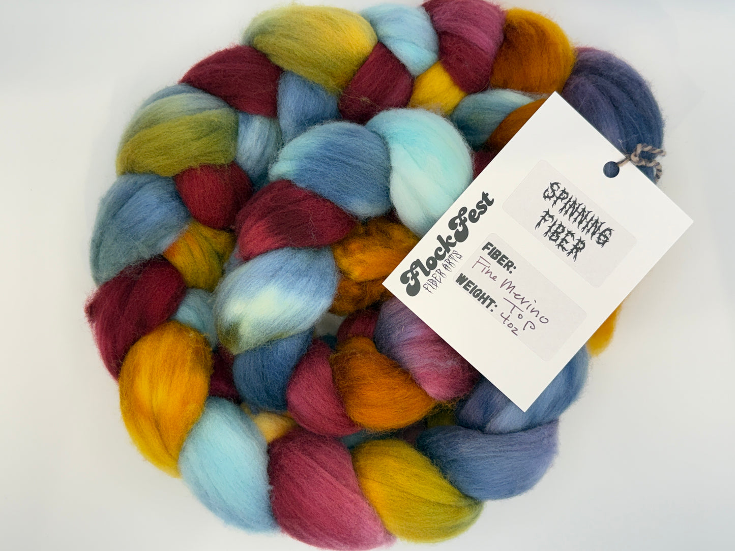Custom Colorway Merino Fiber Braid from FlockFest Fiber Arts
