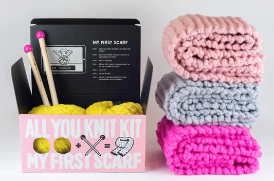 My First Scarf Kit with Merino No. 5 Loopy Mango